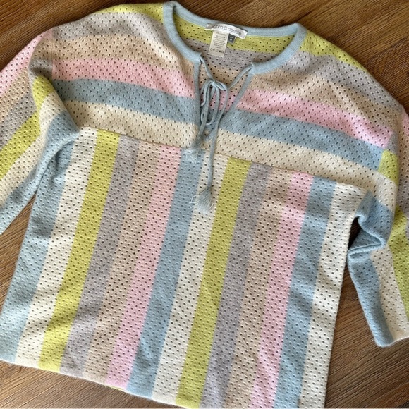 Stitch & Needle 100% cashmere pastel striped sweater, size small - Picture 2 of 7